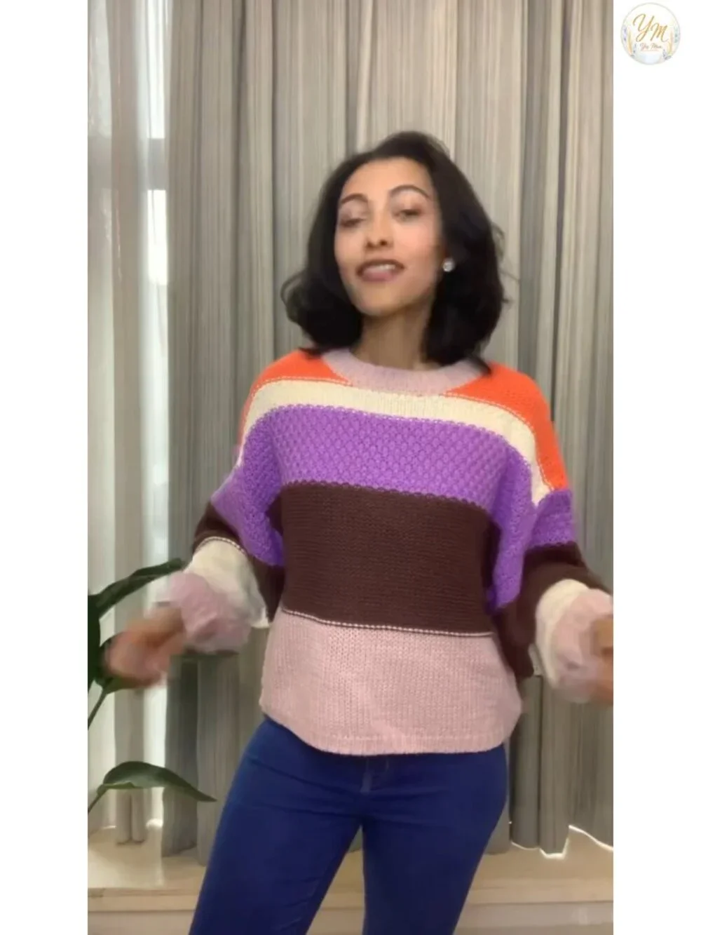 Women's Cropped Color Block Knit Pullover Sweater, Oversized Y2K Top
